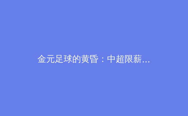 金元足球的黄昏：中超限薪令下的联赛转型与阵痛 - 3
